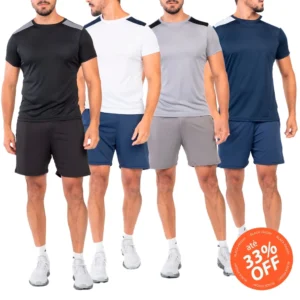 Kit 4 Camisetas masculinas + 4 Bermudas masculinas Dryfit com Elastano